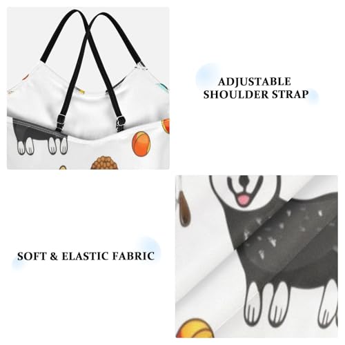 Cute Cartoon Dogs White Girls' One Piece Halter Swimsuit, Summer Beach Bathing Suit, 3-103