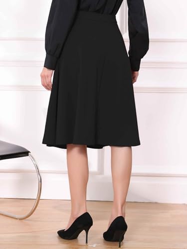 Allegra K A-Line Midi Pleated Skirt for Women's Vintage Work High Waist Flare Business Skirts3