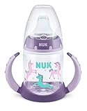 NUK First Choice+ - Botella para aprender a beber (6 – 18 meses, 150 ml, indicador de control de temperatura, boquilla a prueba de fugas, asas ergonómicas, sin BPA, unicornio)