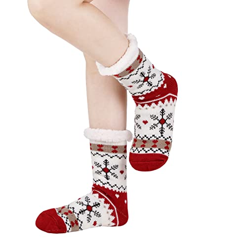 Image of Chassic Sherpa Lined Slipper Socks for Women, Non-Slip Cozy Winter House Socks, Soft Fuzzy Socks, Christmas Gifts for Women & Ladies Stocking Stuffers