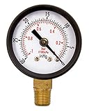 DuraChoice 1-1/2" Utility Vacuum Pressure Gauge, WOG, 1/8" NPT Lwr Mount, 30HG/0PSI GSAD1511-VUPD, O