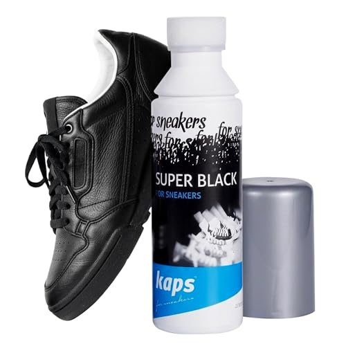 Kaps Tinte Restaurador Color Negro para Zapatillas de Deporte y Calzado Informal, Cuero y Textil, Super Black, 75 ml