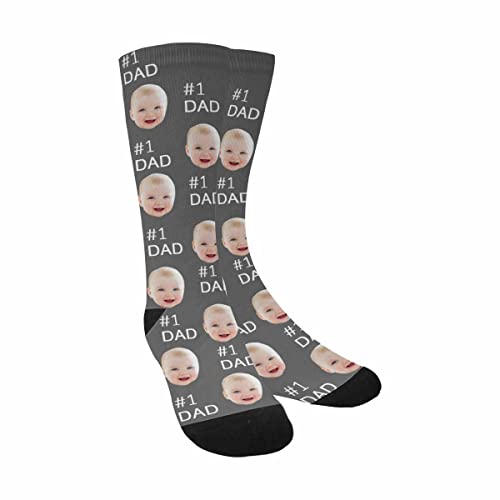 Vesserd Personalized Father's Day Socks For Dad From Daughter, Custom No.1 Dad Grey Socks For Father Custom Funny Socks Father's Day, Birthday Gifts For Men, Dad, Adult #TOP1
