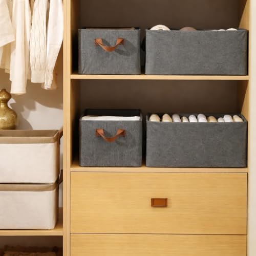 Image of DecorTwist Wardrobe Organizer for Clothes with Transparent Window & Metal Frame - Foldable Cloth Storage Box for Cupboard, Almirah, Wardrobe | Saree, Jeans, Sweaters, Blanket, Towel (Grey, Pack of 3)