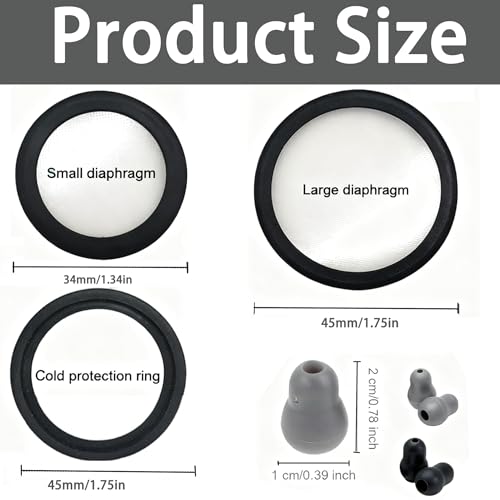 2 Paar Silikon-Stethoskop-Ohrstöpsel, Stethoskop Ersatzteile Ersatzmembranen Membran, Große und Kleine Suspensionsmembran+Anti-Rutsch-Ring-Set, Geeignet für Littmann Stethoskop Ersatzteile