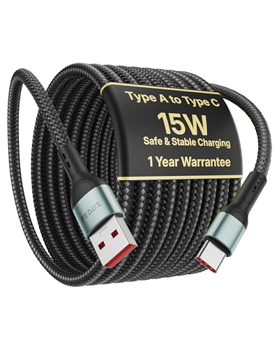 Image of FEDUS ZETTA-X9I Original Type C Cable Fast Charging 15W 3A, Premium Metal Braided USB A to Type C Cable for Android Auto, iPhone 15 /16, Samsung S23 /24 /25, Pixel 8 /9 /10, 1M - 1 Year Warrantee (Black)