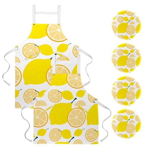 Tablier de cuisine lot de 2 à motif citron jaune pour le service en restaurant et la pâtisserie