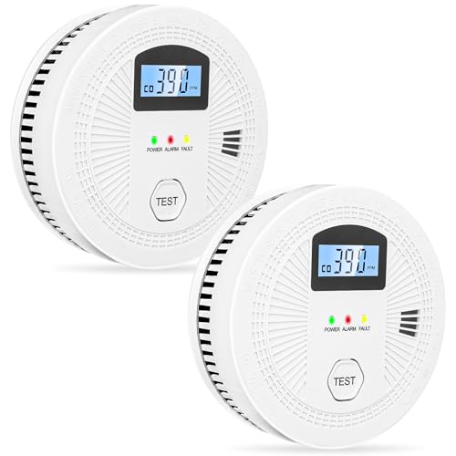 2 Pack 2 in 1 Carbon Monoxide Smoke Detector, Battery Operated (I...