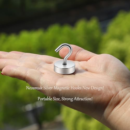 Image of Neosmuk Magnetic Hooks Steel Tube Design for Cruise,40lb+ Silver,10 Pack | Cruise Ship Essentials,Heavy Duty Magnett Hooks for Cabins, Refrigerator, Grill, Hanging, and Travel Extra Strong Must-Haves