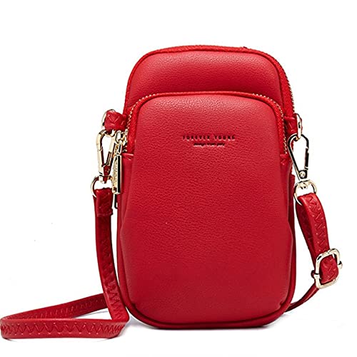 Porte monnaie dames rouge sac à bandoulière sac à téléphone mobile