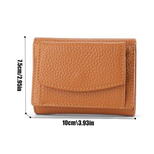 Generic Preliminary Wallet With Coin Pouch,Compact Trifold Mini Pocket Wallet With Cash Slot And Card Holders, Premium Leather Wallet For Women (Brown 1)2