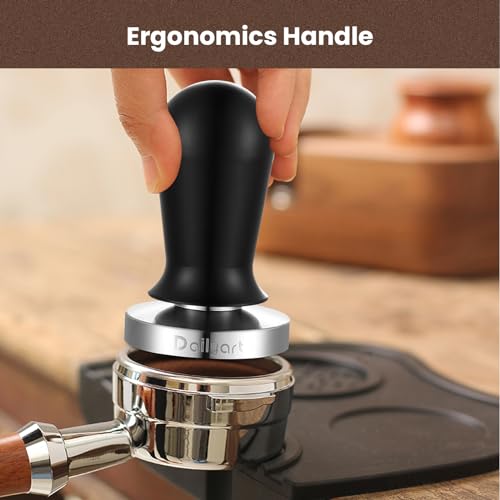 Foto von Tamper, Dailyart Tamper 58mm Espresso Tamper Barista Tamper mit Druckreguliereung Edelstahl Flachboden Kaffee Tamper Kaffeestampfer Kaffeemehlpresser mit Hochwertigem Ergonomischer Griff