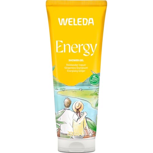 WELEDA Bio Energy Duschgel vegan - Naturkosmetik Aroma Shower Duschseife für Frauen & Männer mit Ingwer / Zedernholz Duft, Natürliche Hautpflege Dusche zur Reinigung von Gesicht & Körper (1x 200ml)