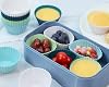 SAWNZC Silicone Baking Muffin Cups 12 Pack, Reusable Cupcake Liners Cake Molds, BPA Free, Dishwasher Safe(White, Green, Navy, Dusty Blue) #5
