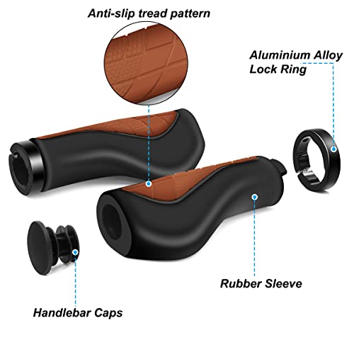 REETEE Bike Handlebar Grips Non-Slip Rubber Bicycles Grips with Aluminum Lock - Image 3