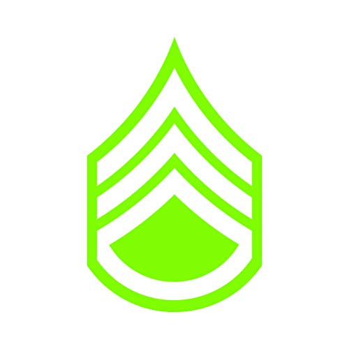 RDW E-6 Staff Sergeant Rank Sticker - Decal - Die Cut - SSG OR-6 E6 US Army - Lime Green 7.63" x 12.00"