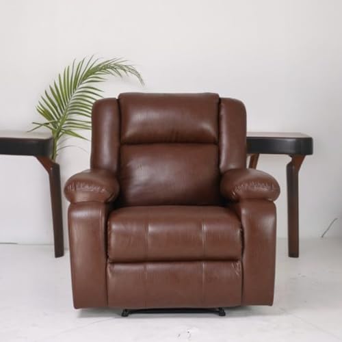 Image of Solis Royale 1 Seater Recliner Sofa Chair | Manual Recliner Lounge Sofa Chairs for Relaxing | Comfortable Cushioned | Living Room Bedroom Home, Office (Classy Calm - Brown, Classy Calm - Leatherette)