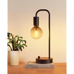 ONEWISH Industrial Table Lamp for Bedroom, Fully Dimmable Modern Bedside Lamps with 2700K Warm Light Bulb for Kids Reading, Minimalist Nightstand Lamps for Living Room, Office (Bulb Included)