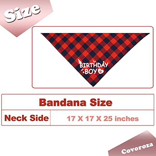 Dog Birthday Boy Bandana And Hat Set “Birthday Boy” Print Plaid Dogs Party Supplies Triangle Scarf Bibs For Small Medium Large Pets Red #TOP1
