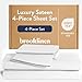 Brooklinen Luxury Sateen 4 Piece Sheet Set - 100% Cotton Bed Sheets, Soft & Durable Queen Size Sheets Set in White, Oeko-TEX Certified Bedding Set, 1 Fitted Sheet, 1 Flat Sheet, 2 Pillowcases