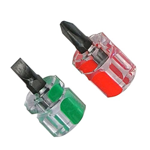 2 stücke Micro Mini Stubby Schlitzschraubendreher mit Anti-slip Griff Stahl Tragbare Werkzeuggerät Cover