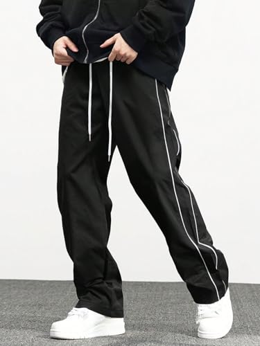 Image of GRECIILOOKS Lycra Track Pants for Men - Stretchable Loose Fit Gym Joggers | Korean Style Workout | Loose Mid Rise Trouser (Available in Plus Size)