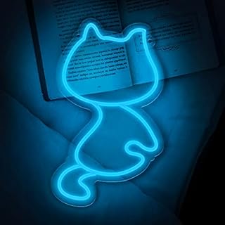 Eufrozy Cat Neon Signs Neon Light, 30cm*15.5cm Cat LED Neon Lights Home Decoration Wall Art Blue Neon Night Light for Room Bedroom Pet Shop Bar Halloween Holiday Party