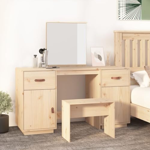 Snsowed Tocador con Espejo, Tocador De Maquillaje, Tocadores De Dormitorio, Mesa Maquillaje, Mesa Tocador, Mueble Maquillaje, Escritorio Tocador, Madera Maciza de Pino