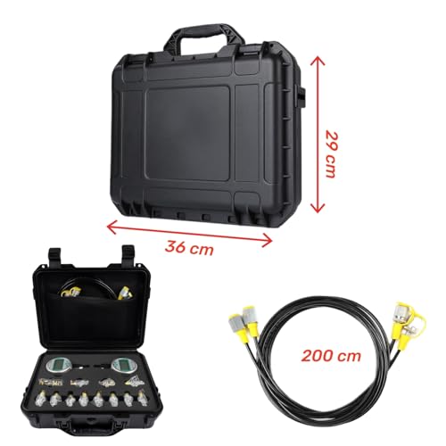 Image of Digital Hydraulic Test Kit(16MPa /80MPa), Hydraulic Pressure Gauge Tester Set with 2 Digital Gauges, 12 Couplings & Hoses for Excavator, Loader, Crane
