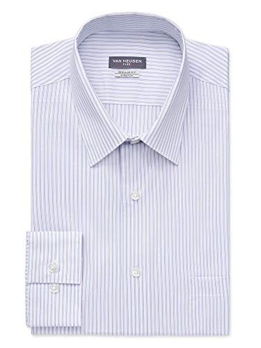 Van Heusen Men s Dress Shirt Regular Fit Flex Collar Stretch Stripe, Stream, 18 Neck 34 -35 Sleeve
