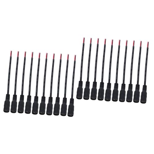 KICHOUSE 2sets Female Power Connector Plug CCTV Wire Connectors 12v Dc Jack CCTV Camera Cable Adapter Cable 10pcs*2