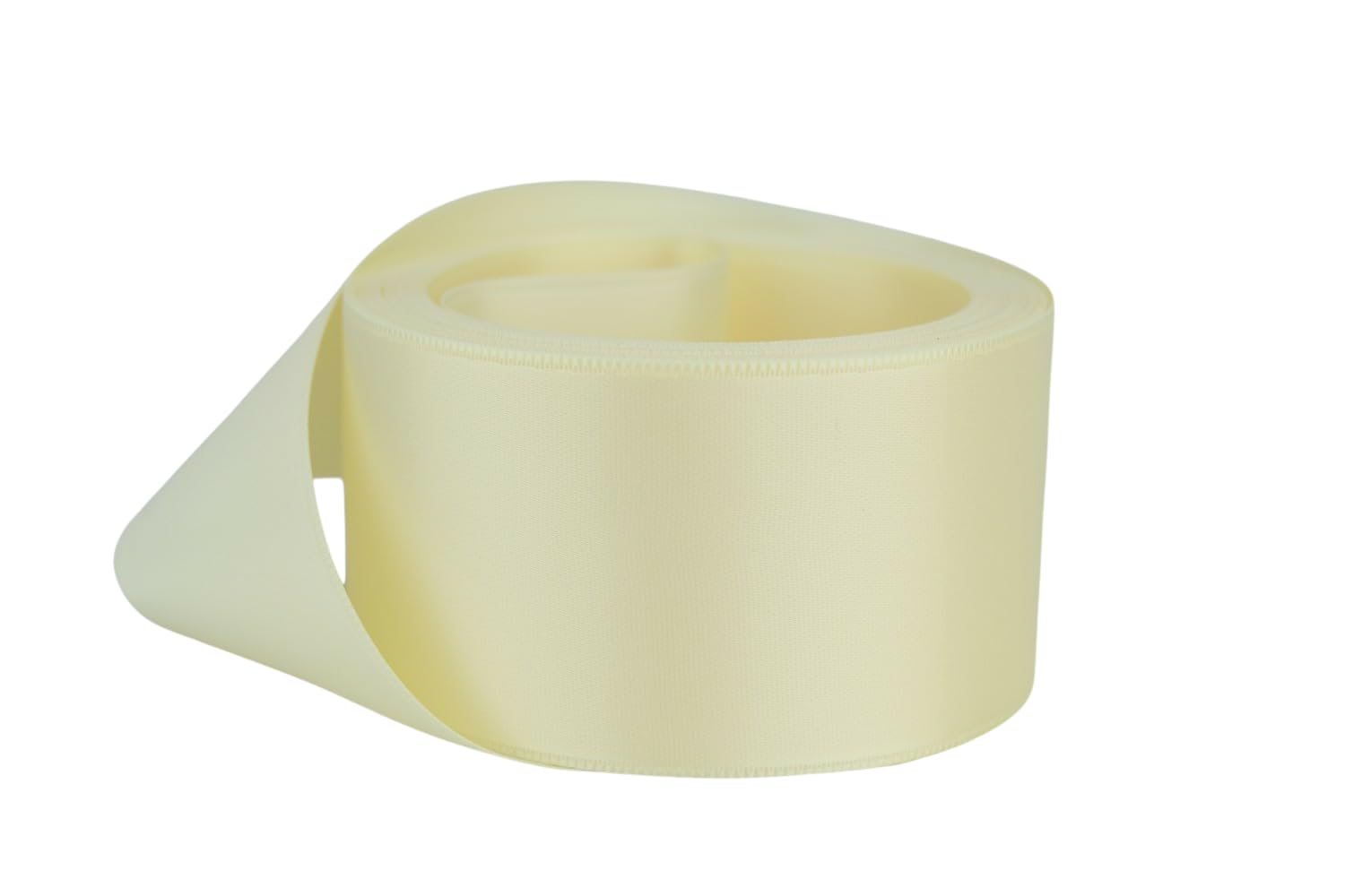 Ribbon Bazaar Double Faced Satin - Premium Gloss Finish - 100% Polyester Ribbon for Gift Wrapping, Crafts, Scrapbooking, Hair Bow, Decorating &amp; More - 3" Buttermilk 25yd Spool