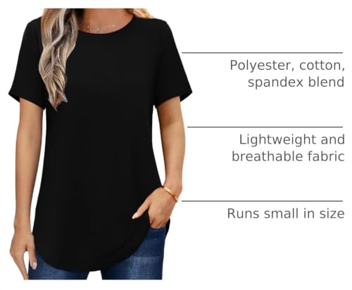 Image of Elesomo Womens Shirts Casual Crew Neck Short /Long Sleeve Tunic Tops Tees