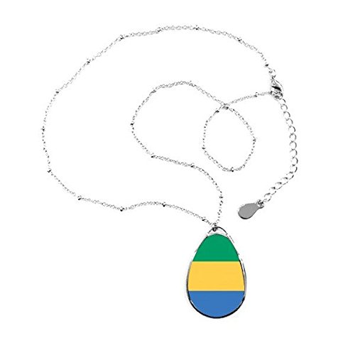 Collier drapeau national Gabon pendentif goutte afrique bijoux pays