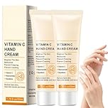 2PCS Vitamin C Hand Cream Anti Ageing,Moisturising Handcream,Hand Cream for Very Dry Hands,Deep Hydrating Hand Moisturiser,Hand&Nail Cream with Cuticle Care,Fast Absorbing Dry Skin Cream,for Women Men