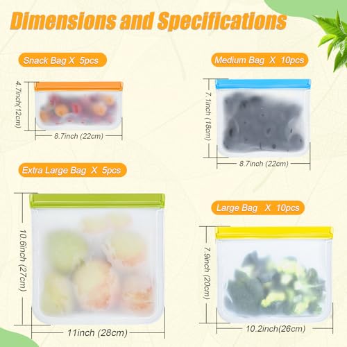 30 Pack Reusable Silicone Bags