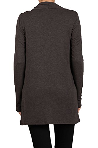 HEYHUN Womens Casual Cowl Neck Draped Button Detail Longsleeve Top S-3XL4