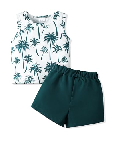 Image of NZRVAWS Toddler Baby Boy Summer Clothes 2Pcs Shorts Set Sleeveless Tank Tops Hawaiian T-Shirt Cute Boys Clothing Set