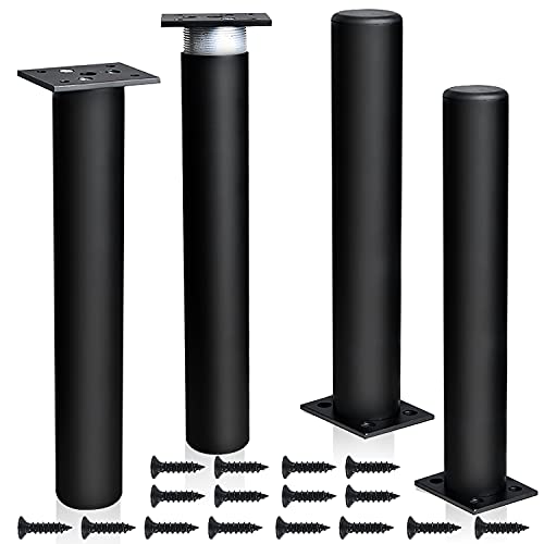 Furniture Legs, Akamino Stainless Steel Desk Legs Adjustable & Thickened Replacement Metal Legs for Kitchen Table Chair Sofa (25CM, Blackï¼‰