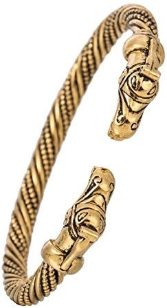 kkjoy Viking Bracelet for Men Metal Animal Head Screw Teen Cuff Bangle Norse Biker Amulet Nordic Pirates Arm Ring Wristband Jewellery