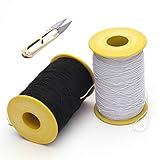 2PCS 0.5mm Thickness 547 Yard Elastic Thread Sewing Elastic String Cord White and Black (Black and W