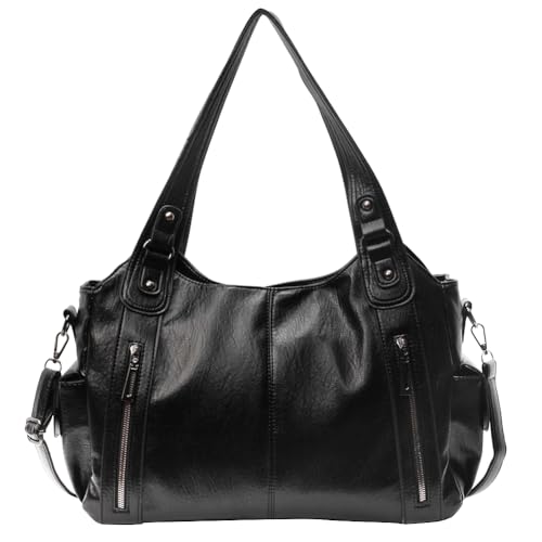 Generish Handtasche Damen,Weiches Leder Tote Hobo Bag Groß Shopper Tasche Uni Tasche Vintage Bag Braun Slouchy UmhäNgetasche Arbeitstasche für Schule Reisen