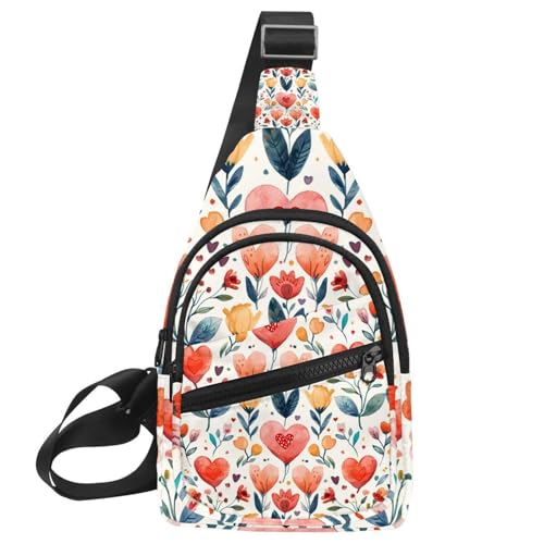 Sac à dos à bandoulière multicolore Love Flowers taille unique réglable