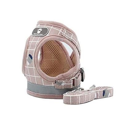 Deggodech Soft Breathable Dogs Vest Harness Reflective Dog Harness and Leash Set Adjustable Cat Walking Harness and lead Set Escape Proof for kitten Cat Dog (S, pink)