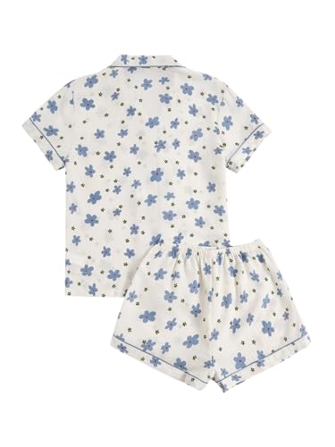Image of Verdusa Pajamas For Women Set 2 Piece Summer Pajama Sets Cute Pjs Lounge Matching Button Shirt with Shorts
