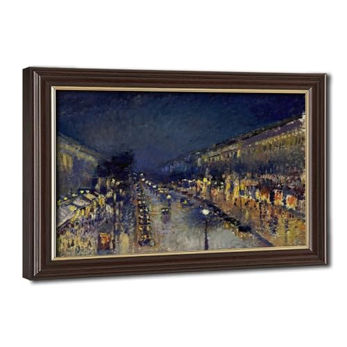 Tableau Pissarro Boulevard Montmartre Night Paris toile de qualité