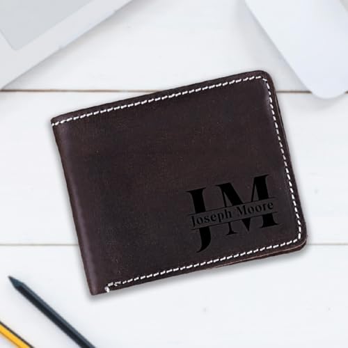 Personalized Leather Wallet For Men Valentine's Day Gift Custom Slim Wallet Customized Bifold Wallets For Men Engraved Genuine Leather Custom Father's Day Wallet Gift Anniversary Gift For Him4
