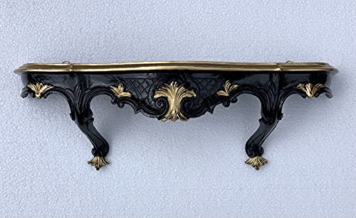 Artissimo Console murale noire or baroque antique étagère murale commode étagère miroir 49 x 13 x 21 cm