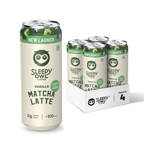 Sleepy Owl Vanilla Matcha Latte Can, Ready-to-Drink Matcha Tea Be...