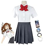 JOHLCR Cosplay Trajes Anime Your Name Miyamizu Mitsuha Outfits Disfraz de Cosplay Uniforme Conjunto Completo de Accesorios de joyería Adecuado para Juegos de Escenario, Regalo,Blanco,2XL